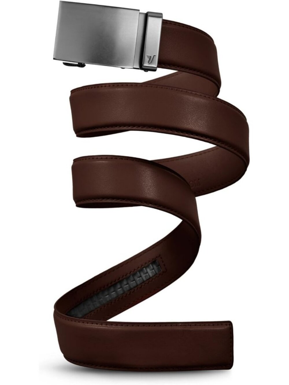 Stylish Men's Leather Ratchet Belt - 40mm Metal Buckle, Adjustable Fit